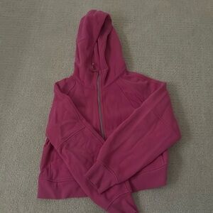 Hot pink full zip cropped scuba